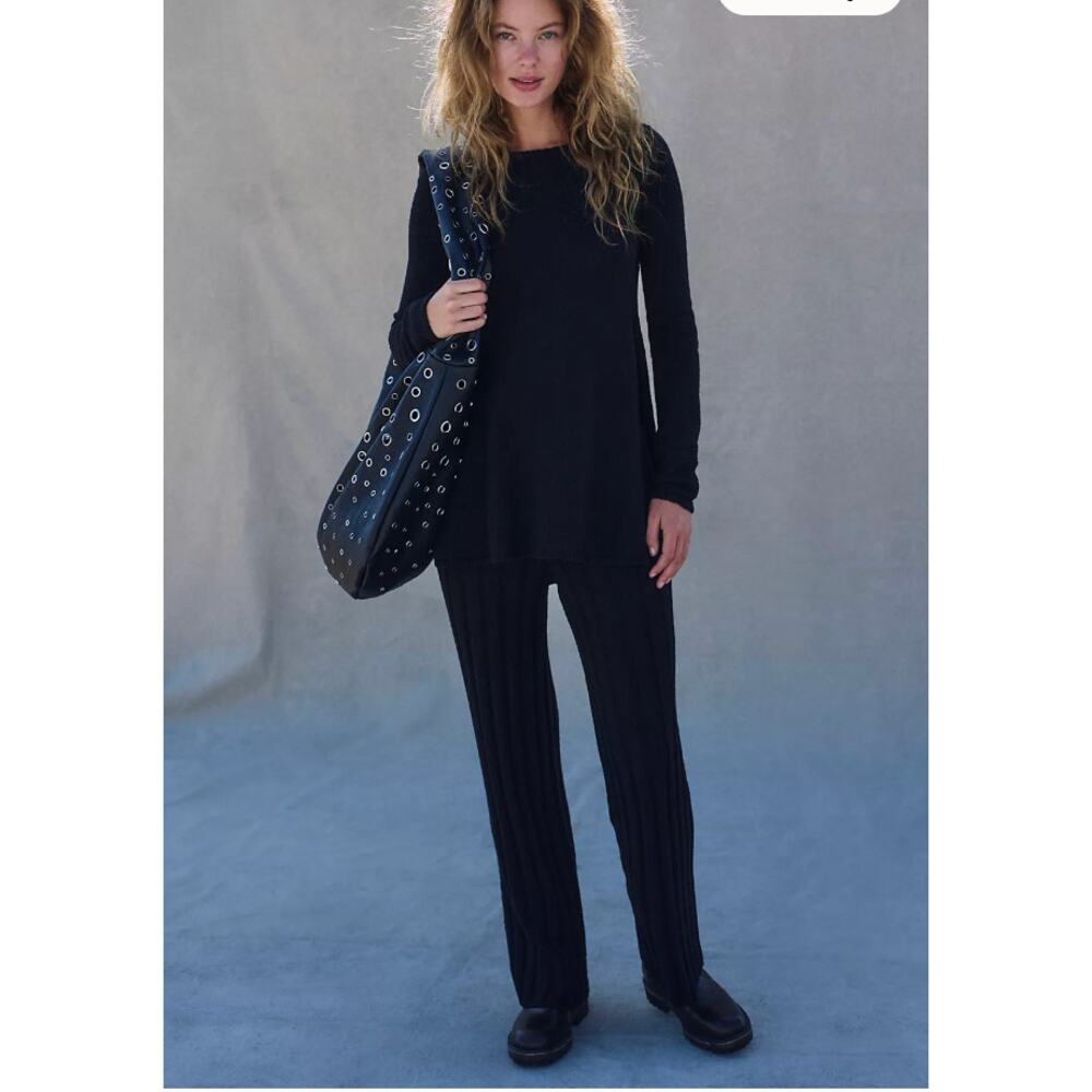 Free People Miranda Sweater Pant Set Small Black NEW